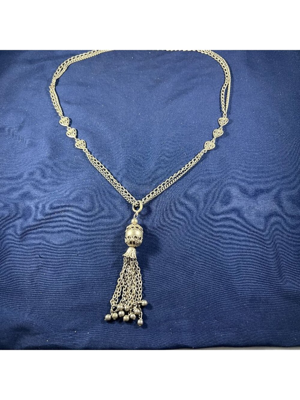 Park Lane Silver-Tone Chain Necklace With Heart Accents & Tassel Pendant